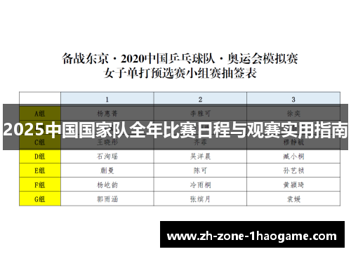 2025中国国家队全年比赛日程与观赛实用指南